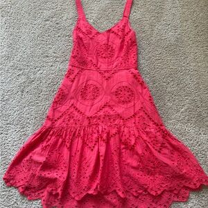 Chic Pink Eyelet Midi Dress